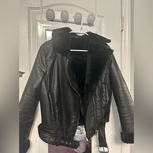 Faux Fur Leather Jacket